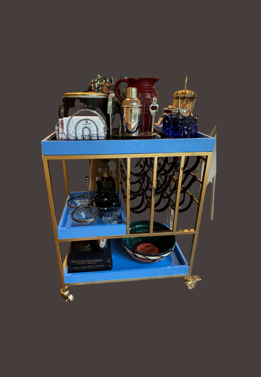 Modern Powder Blue & Brass Bar Cart – A Perfect Mix of New and Old