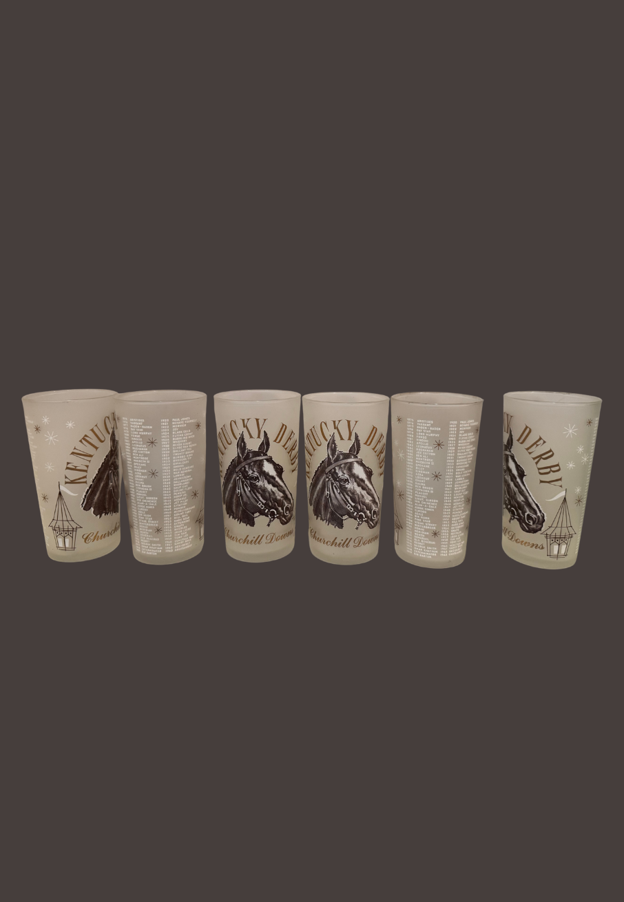 Vintage Viceroy Frosted Kentucky Derby Glasses