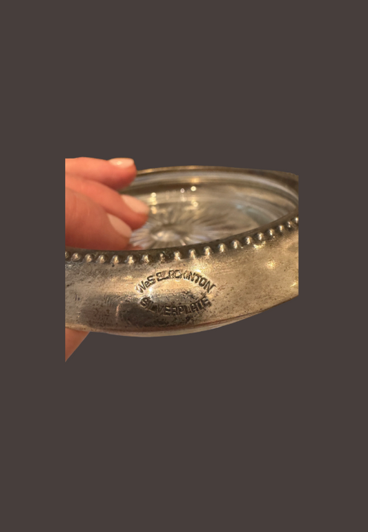 Antique W&S Blackinton Silver and Glass Coasters