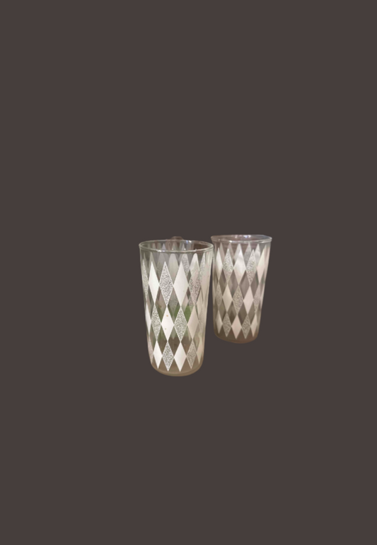 Vintage Mid Century Diamond Pattern Drinking Glass